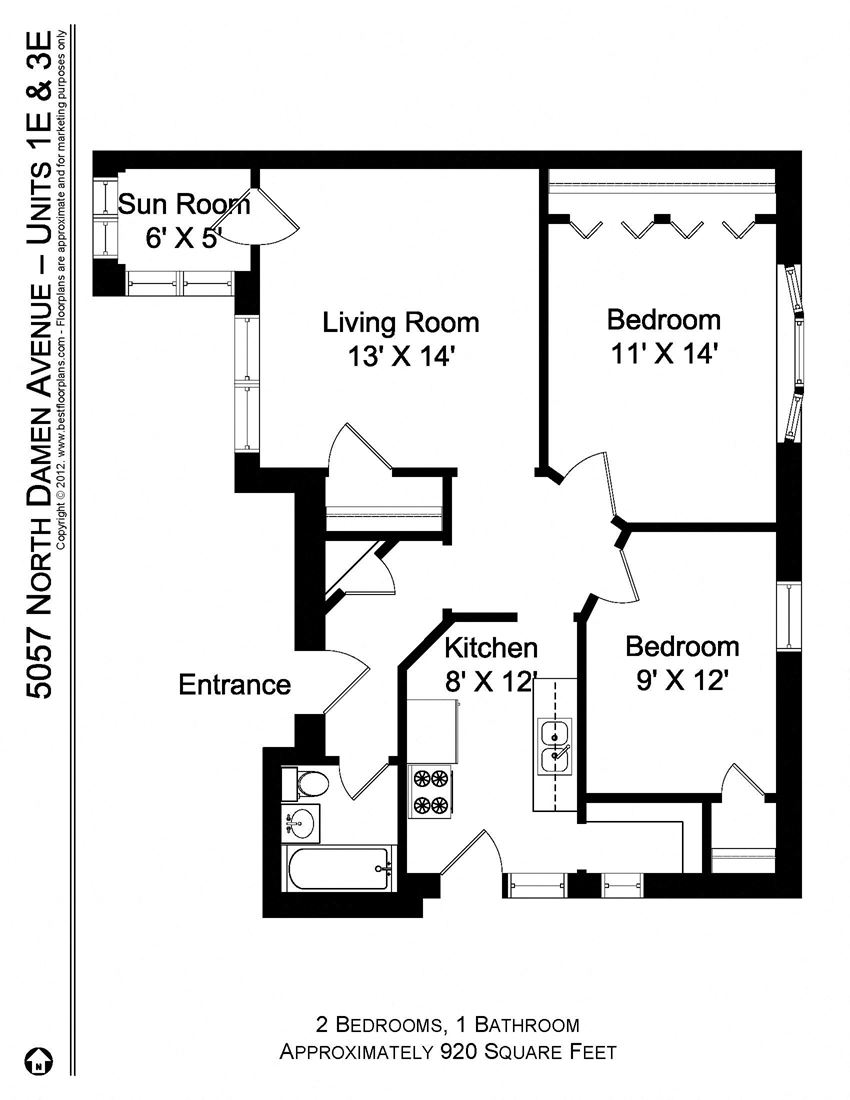2 Bedroom - 1 Bath